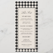 Vintage Oud Geld Preppy Geruite Retro Trouw Menu (Voorkant)