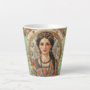 Vintage, Oud-Griekenland Vrouwen Stijl, Mozaïek, A Latte Mok
