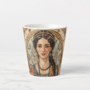 Vintage, Oud-Griekenland Vrouwen Stijl, Mozaïek, A Latte Mok