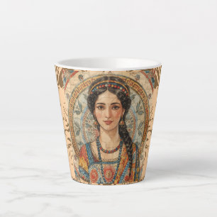 Vintage, Oud-Griekenland Vrouwen Stijl, Mozaïek, A Latte Mok