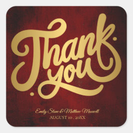 Vintage Oud Papier ''Dankjewel'' Gouden Calligrafi Vierkante Sticker
