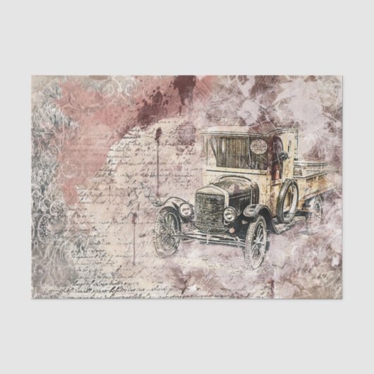 Vintage Oude Auto Victoriaanse Decoupage Tissuepapier (Voorkant)