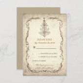 vintage oude kroonluchter trouw RSVP kaarten (Voorkant / Achterkant)