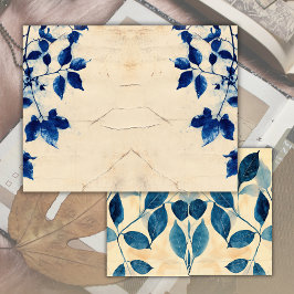 Vintage Oude Pagina Blauwe Groene Tuintje Junk Jou