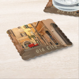 Vintage, Oude Stad, Antieke Auto, Antieke Stijl  Kartonnen Onderzetters