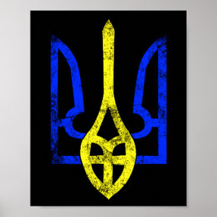 Vintage Oude Tryzub Oekraïens Symbool Oekraïne Vla Poster