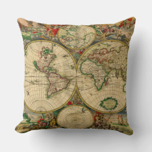 Vintage oude wereld Kaarten Antieke kaart Kussen