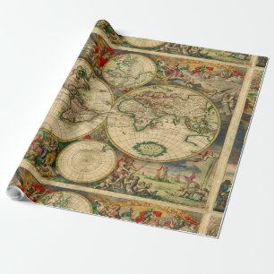Vintage oude wereld Kaarten Antieke kaarten Cadeaupapier
