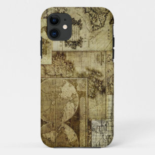 Vintage oude wereld kaarten Antieke kaarten iPhone 11 Hoesje