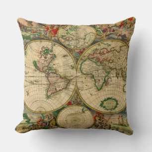 Vintage oude wereldkaarten Antieke kaarten Kussen