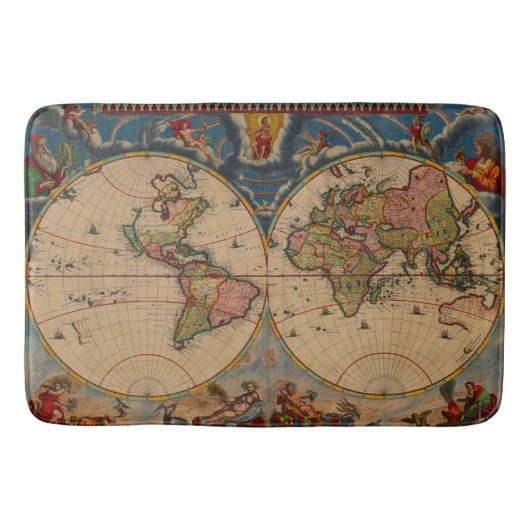 Vintage oude wereldkaarten badmat (Voorkant)