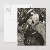 Vintage Ouderen Briefkaart moeder en dochter (Voorkant / Achterkant)