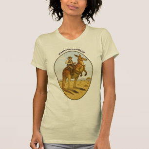 Vintage Outback Cowboy die op een Reuzenkangeroe r T-shirt