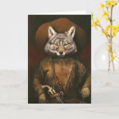 Vintage Outlaw Coyote Greetings Card Kaart (Gele Bloem)