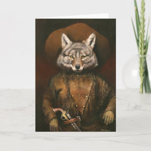 Vintage Outlaw Coyote Greetings Card Kaart
