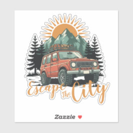 Vintage Overland 4x4 Avontuur Vlucht uit de Stad Sticker