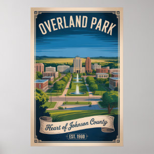 Vintage Overland Park Kansas Retro Reisposter Poster