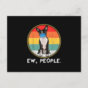 Vintage Ow People Boston Terrier Dog Wearing Face Briefkaart