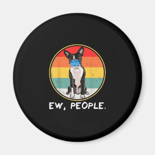 Vintage Ow People Boston Terrier Dog Wearing Face Magneet