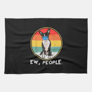 Vintage Ow People Boston Terrier Dog Wearing Face Theedoek