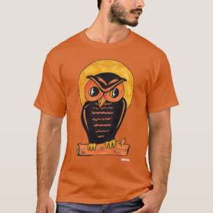 Vintage Owl Halloween Art Cartoon Fun T-shirt