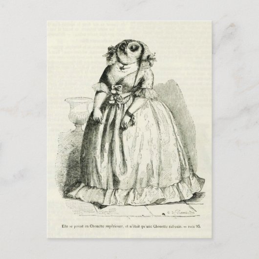 Vintage Owl Woman Briefkaart (Voorkant)