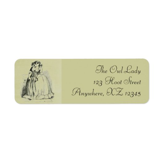 Vintage Owl Woman Etiket (Voorkant)
