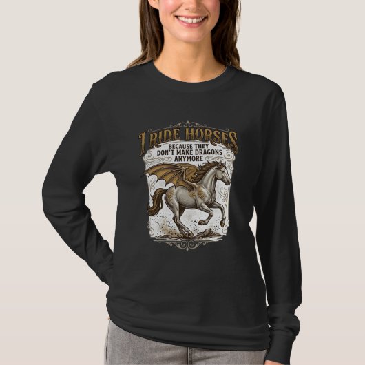Vintage Paard Draak Fantasy Ruiter Shirt Ontwerp_1 (Voorkant)