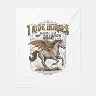 Vintage Paard Draak Fantasy Ruiter Shirt Ontwerp_1 Fleece Deken