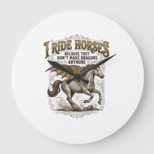 Vintage Paard Draak Fantasy Ruiter Shirt Ontwerp_1 Grote Klok