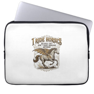 Vintage Paard Draak Fantasy Ruiter Shirt Ontwerp_1 Laptop Sleeve