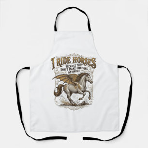 Vintage Paard Draak Fantasy Ruiter Shirt Ontwerp_1 Schort