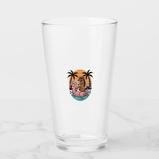 Vintage Paard Flamingo Float Zomer Vakantie Ontwer Glas (Voorkant)