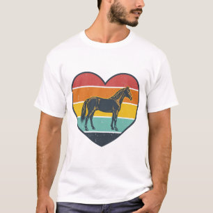 Vintage Paard Hart Zonsondergang Vector Design_1 T-shirt
