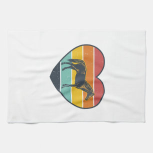 Vintage Paard Hart Zonsondergang Vector Design_1 Theedoek