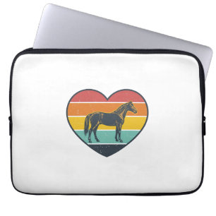 Vintage paard hart zonsondergang vector ontwerp_1 laptop sleeve