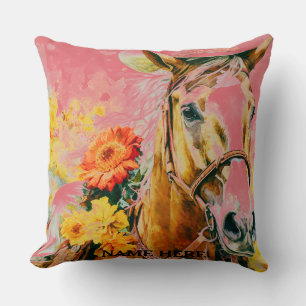 vintage paard met cowboyhoed kussen