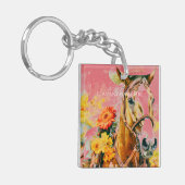 vintage paard met cowboyhoed sleutelhanger (Voorkant Links)