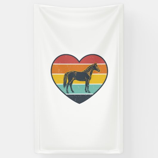 Vintage paardenhart zonsondergang vector ontwerp_1 spandoek (Verticaal)