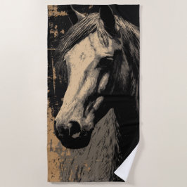 Vintage paardenportret in grunge stijl strandlaken