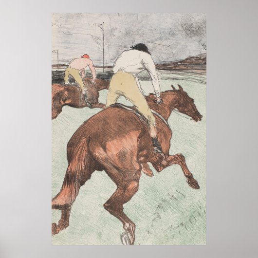 Vintage Paardenrace Schets Kunst Tekening Poster (Voorkant)
