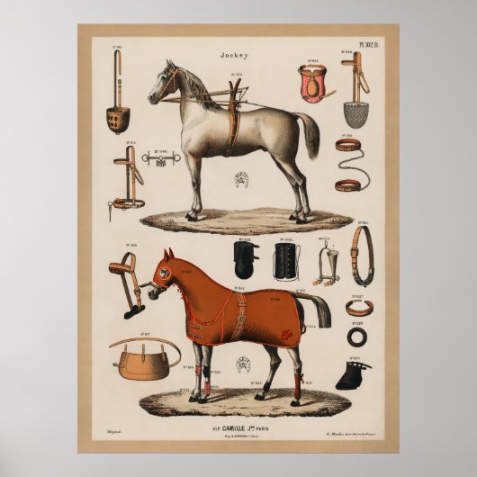 Vintage paardenracebesturing jockey poster (Voorkant)