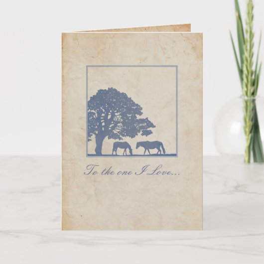 Vintage paardenweddenschap met blauw en ivoor kaart (Voorkant)