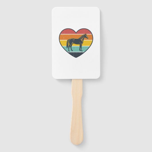 Vintage paardhart zonsondergang vector ontwerp_1 handwaaier (Voorkant)