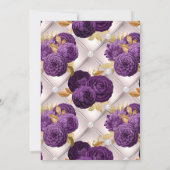 Vintage Paars en Goud Bloemstuk Bruidspaar Borrel Kaart (Achterkant)