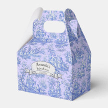 Vintage Paarsblauwe Toile Bloemige Monogram