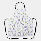 Vintage Paarse Bloem Bloemengroen Bladeren Boho   Schort (Voorkant)