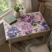 Vintage Paarse Bloemen En Vlinders Decoupage Tissuepapier