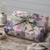 Vintage Paarse Bloemen En Vlinders Decoupage Tissuepapier