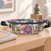 Vintage paarse bloemige roze patroon monogram